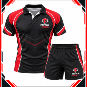 Men’s Black & Red Polo Sports Set | Custom Performance Polo Shirt & Shorts